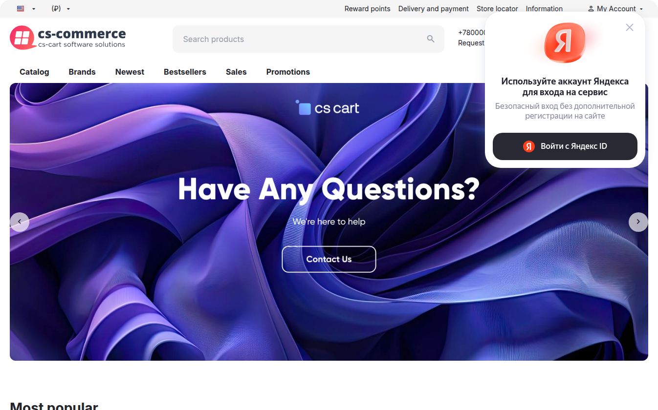 The instant sign-in widget on the storefront