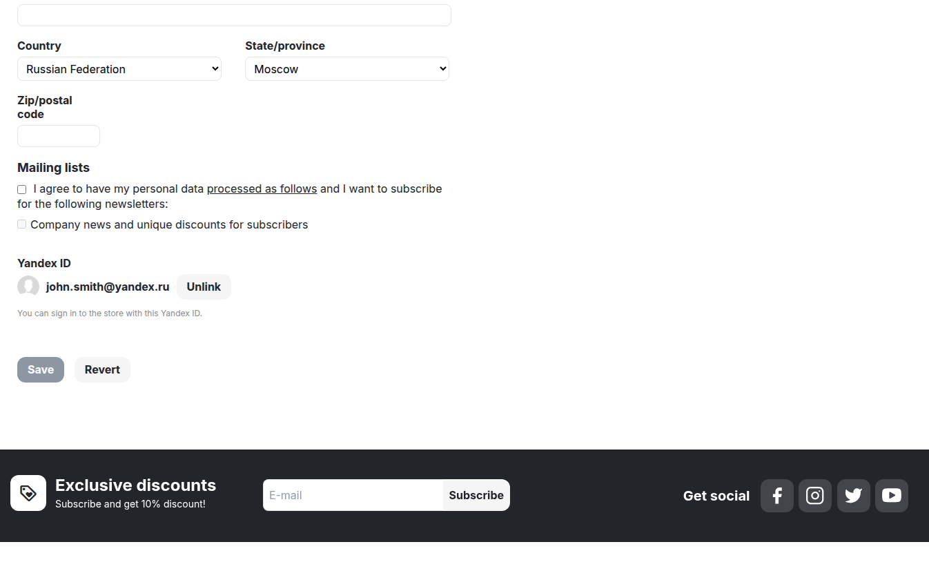 A linked Yandex ID in the customer profile